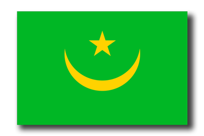 モーリタニア・イスラム共和国の国旗-ドロップシャドウ