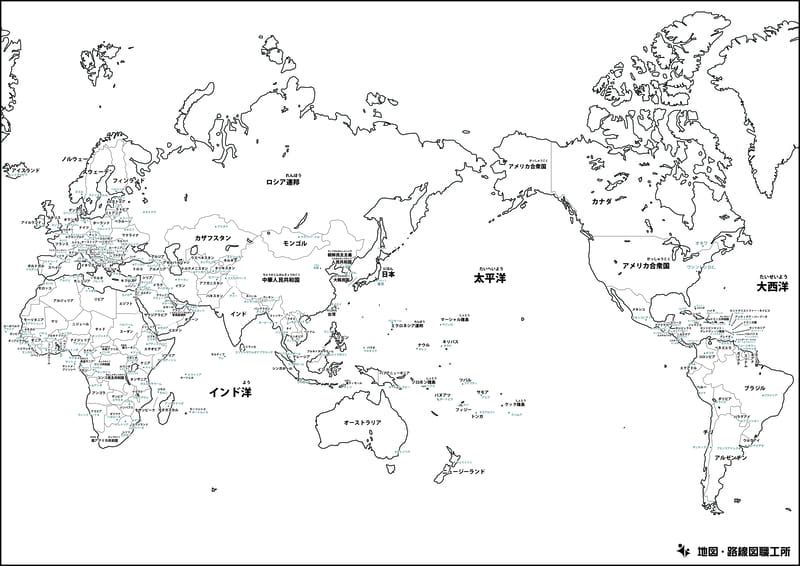 世界地図のぬりえプリント 無料ダウンロード 地理 色彩感覚up