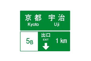 方面、車線及び出口の予告