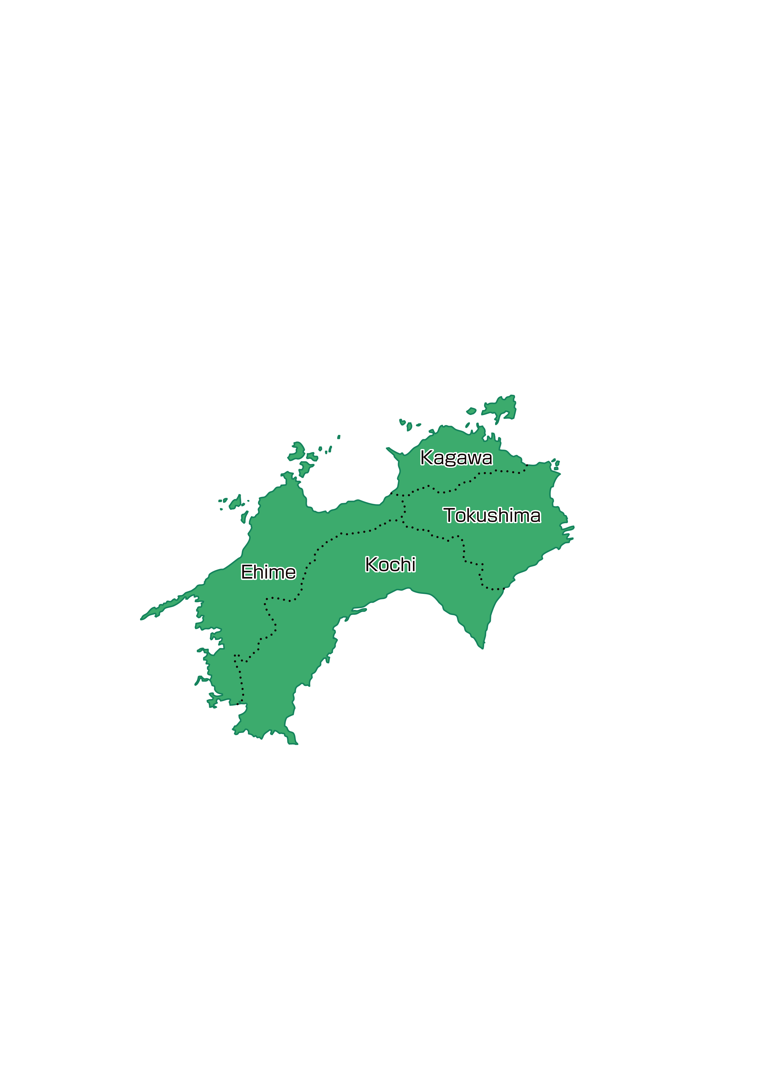 白地図・四国・都道府県名なし