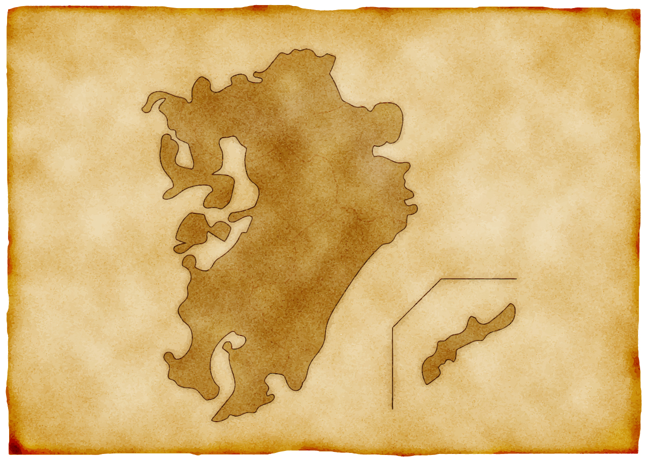 九州・沖縄地方無料フリーイラスト｜古地図