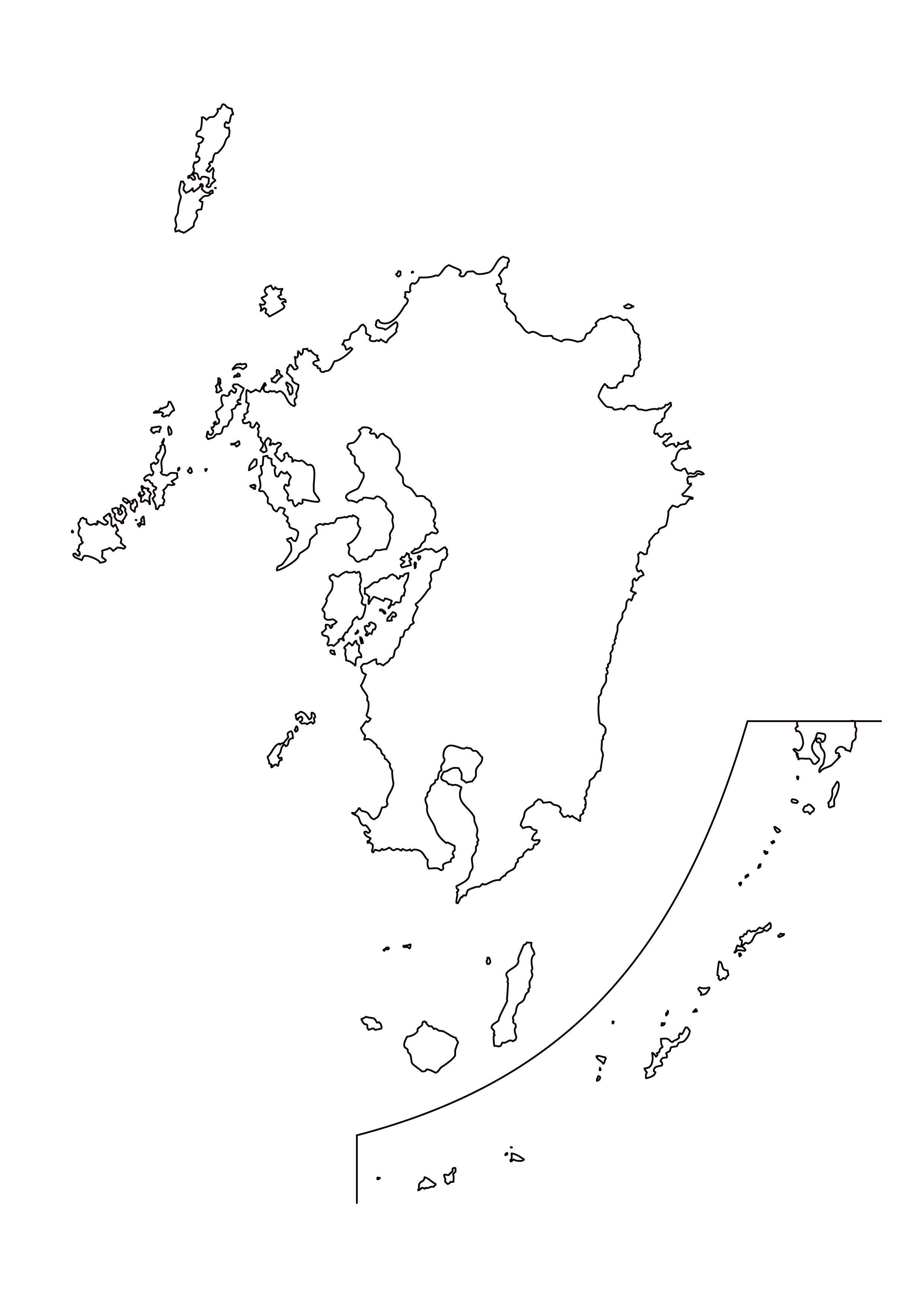 九州・沖縄地方無料フリーイラスト｜文字なし(白)