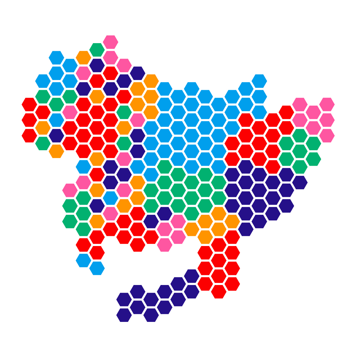 愛知県の無料フリーイラスト|ドット・六角(カラフル)