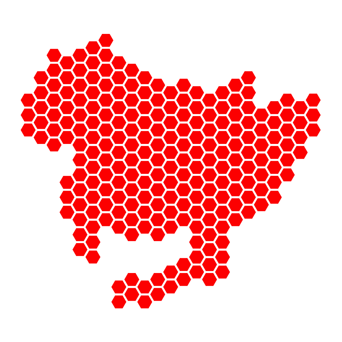 愛知県の無料フリーイラスト|ドット・六角(赤)