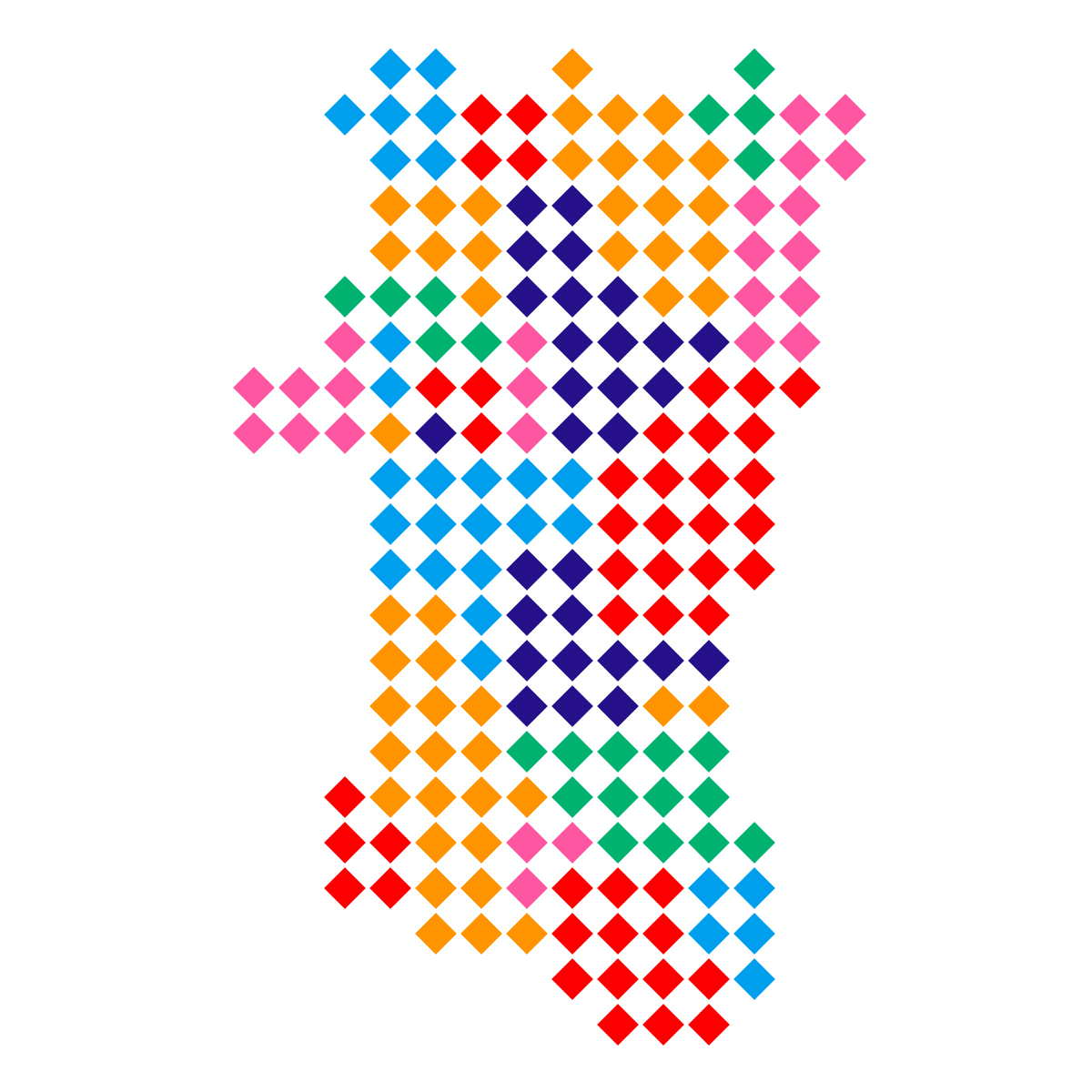 秋田県の無料フリーイラスト|ドット・四角4(カラフル)