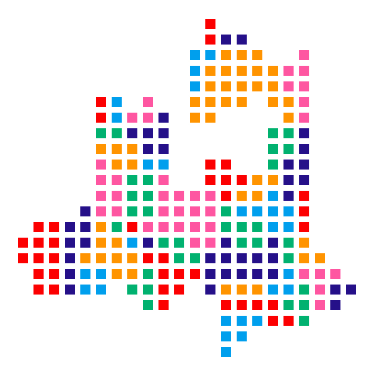 青森県の無料フリーイラスト｜ドット・四角2(カラフル)