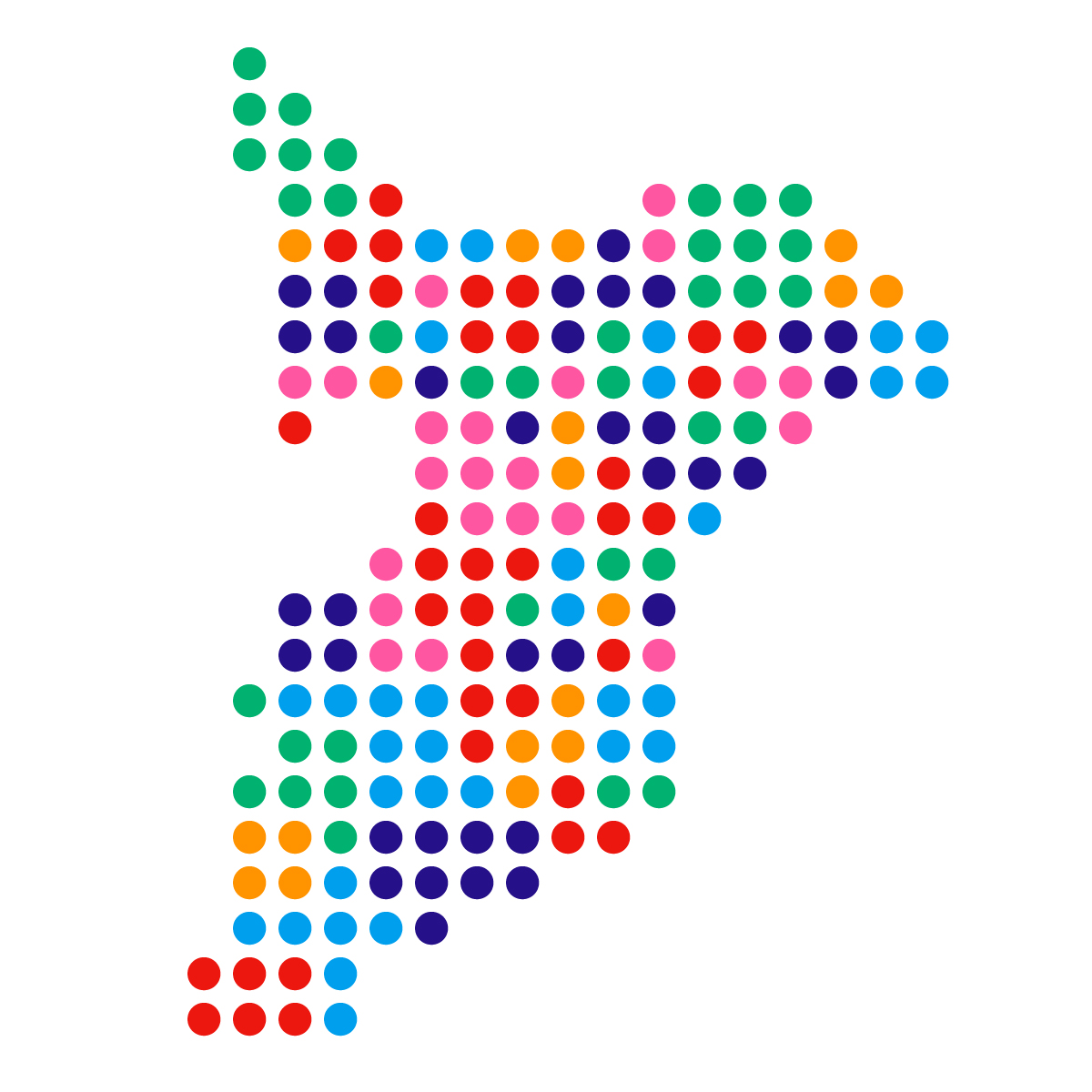 千葉県の無料フリーイラスト｜ドット・丸2(カラフル)