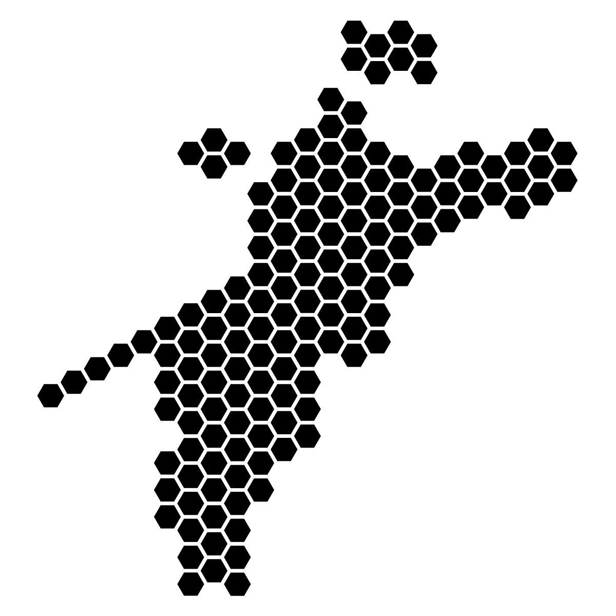 愛媛県の無料フリーイラスト|ドット・六角(黒)