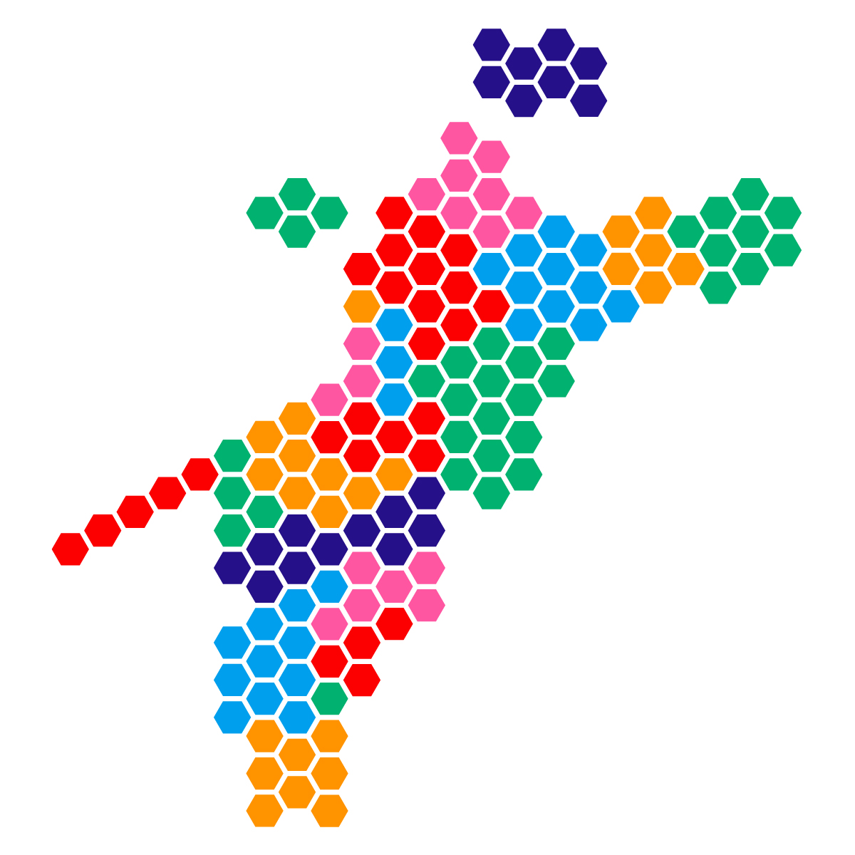 愛媛県の無料フリーイラスト｜ドット・六角(カラフル)