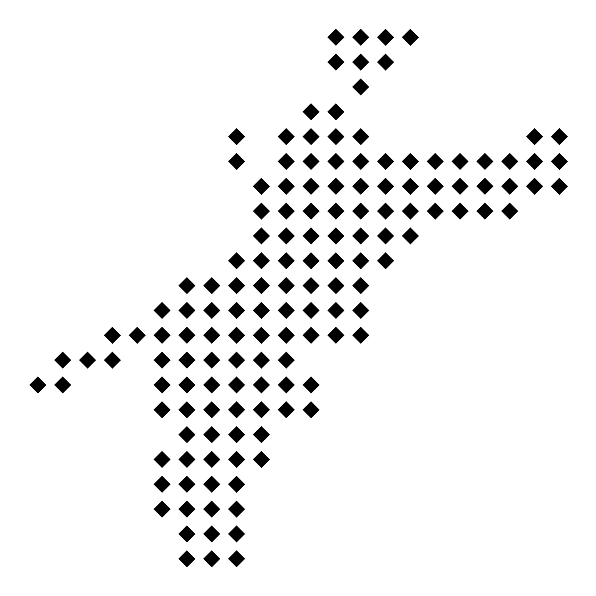 愛媛県の無料フリーイラスト｜ドット・四角5(黒)