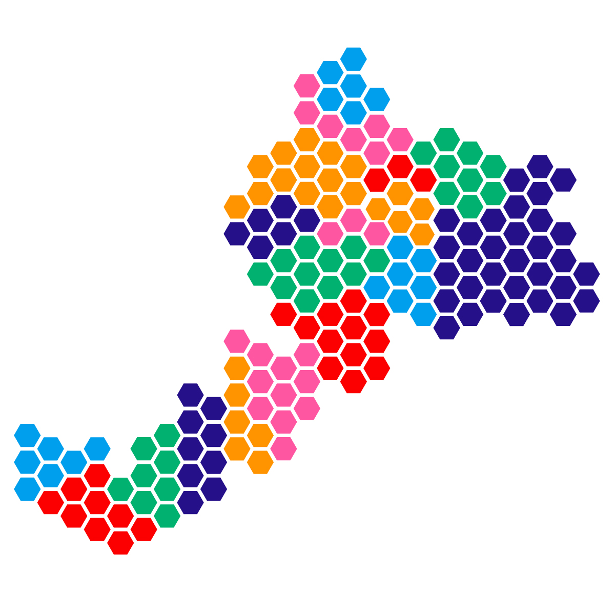 福井県の無料フリーイラスト|ドット・六角(カラフル)