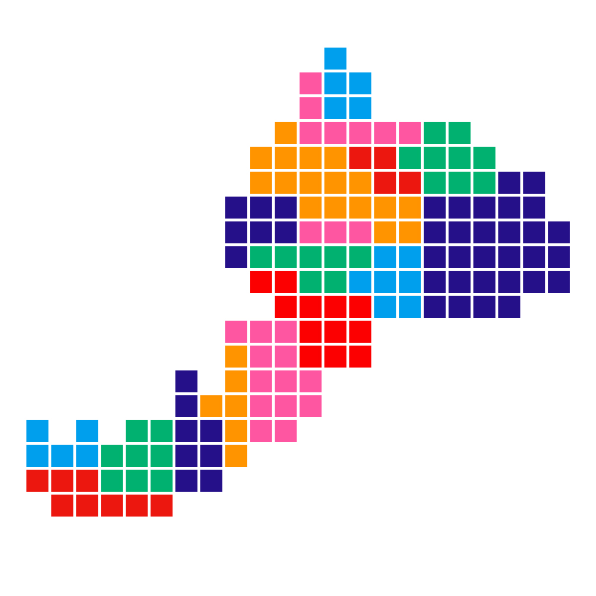 福井県の無料フリーイラスト｜ドット・四角1(カラフル)