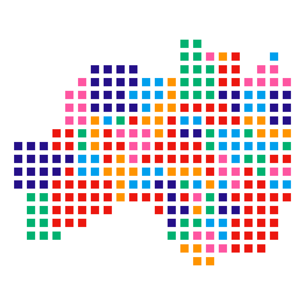 福島県の無料フリーイラスト｜ドット・四角2(カラフル)