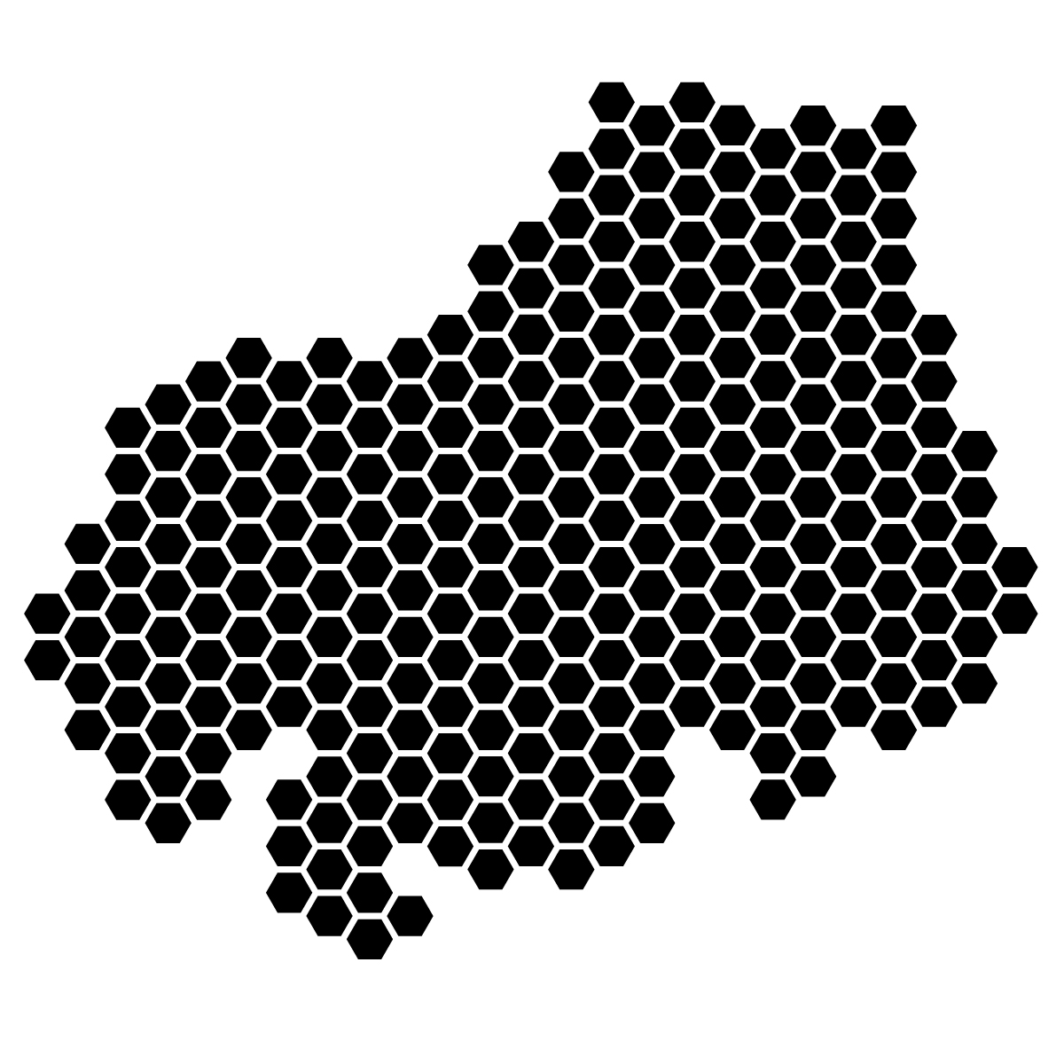 広島県の無料フリーイラスト|ドット・六角(黒)