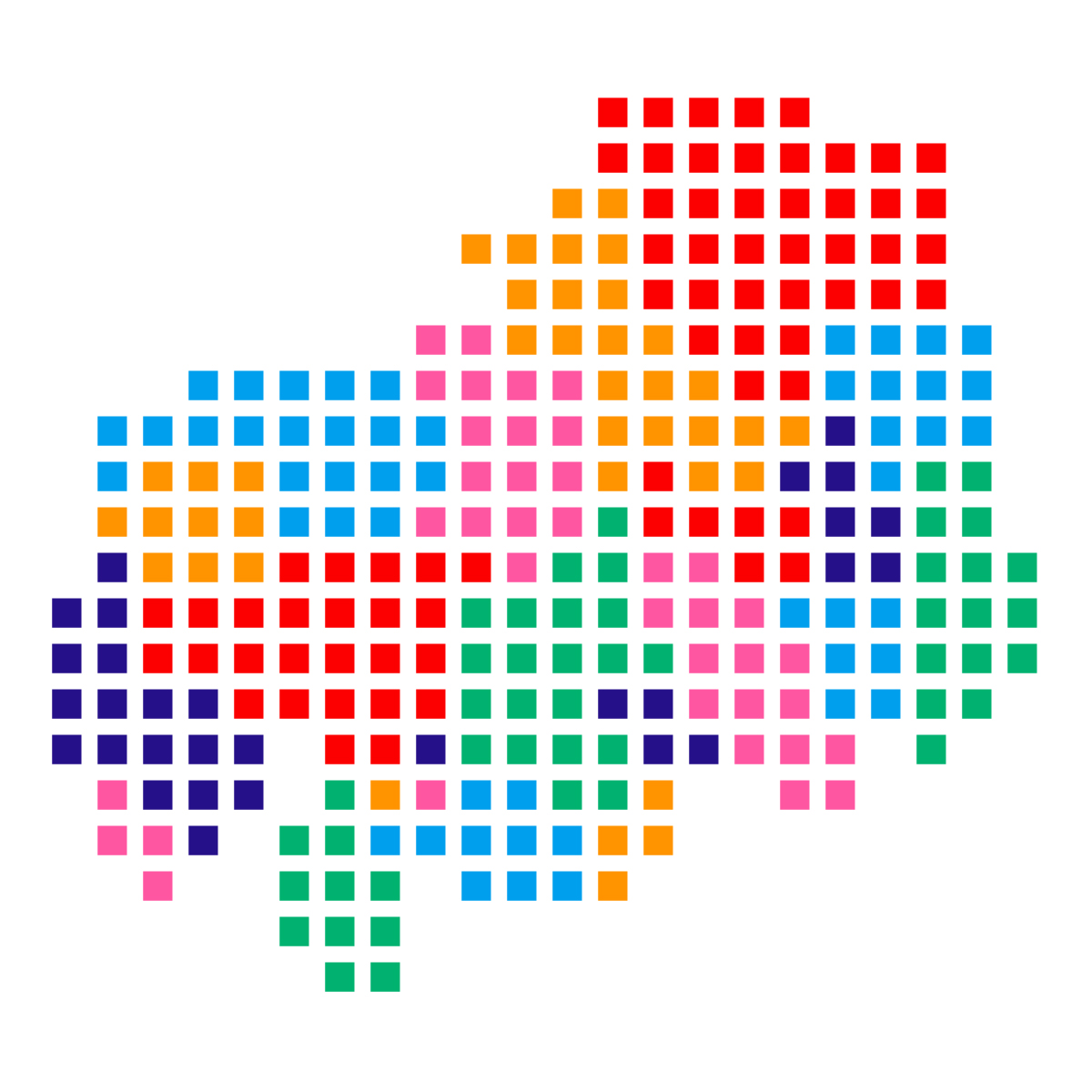 広島県の無料フリーイラスト|ドット・四角2(カラフル)