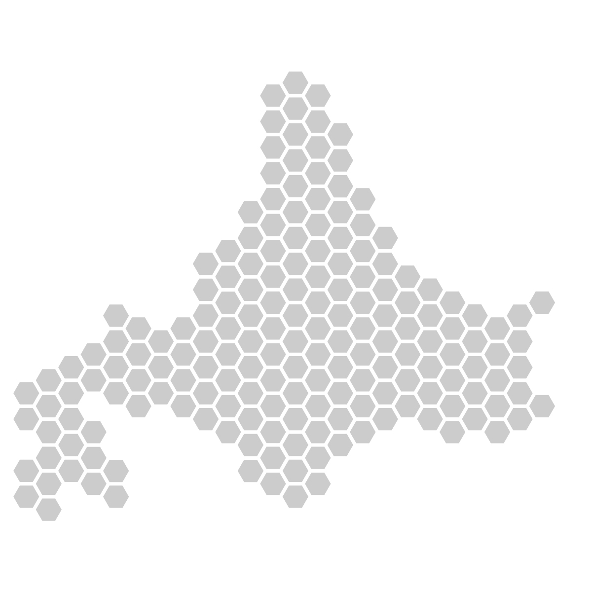 北海道の無料フリーイラスト|ドット・六角(グレー)