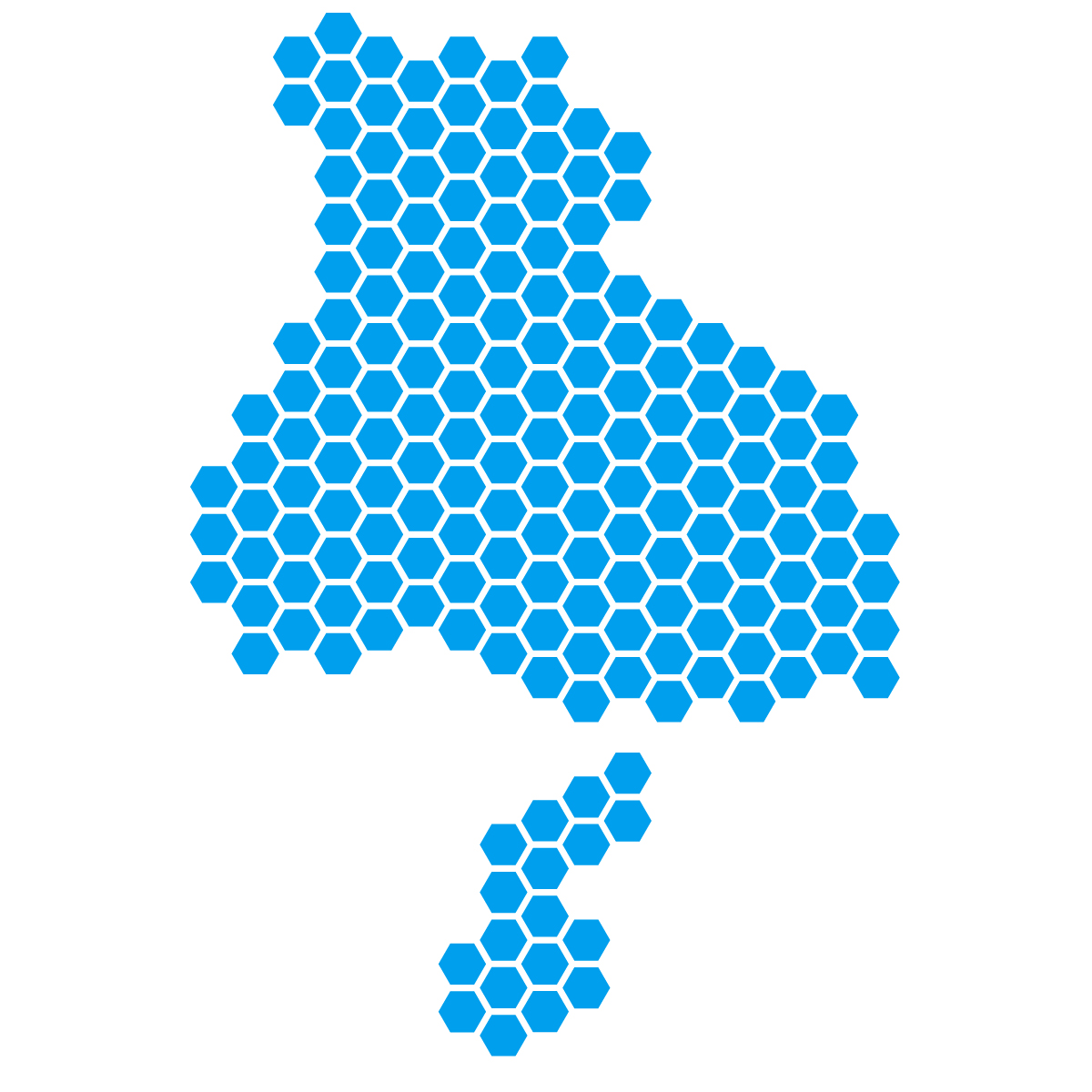 兵庫県の無料フリーイラスト|ドット・六角(青)