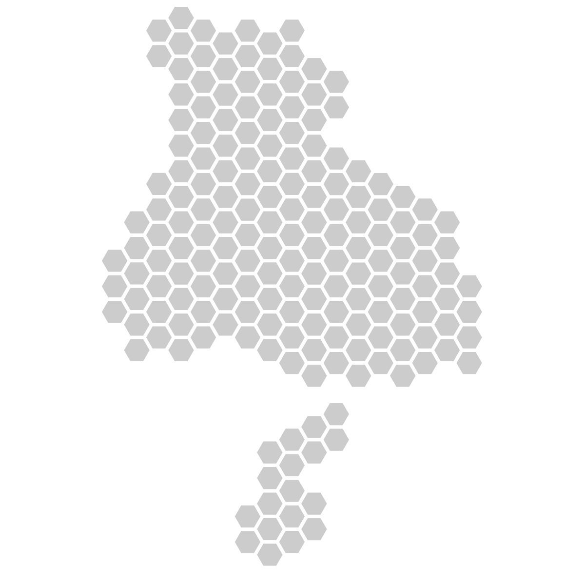 兵庫県の無料フリーイラスト｜ドット・六角(グレー)