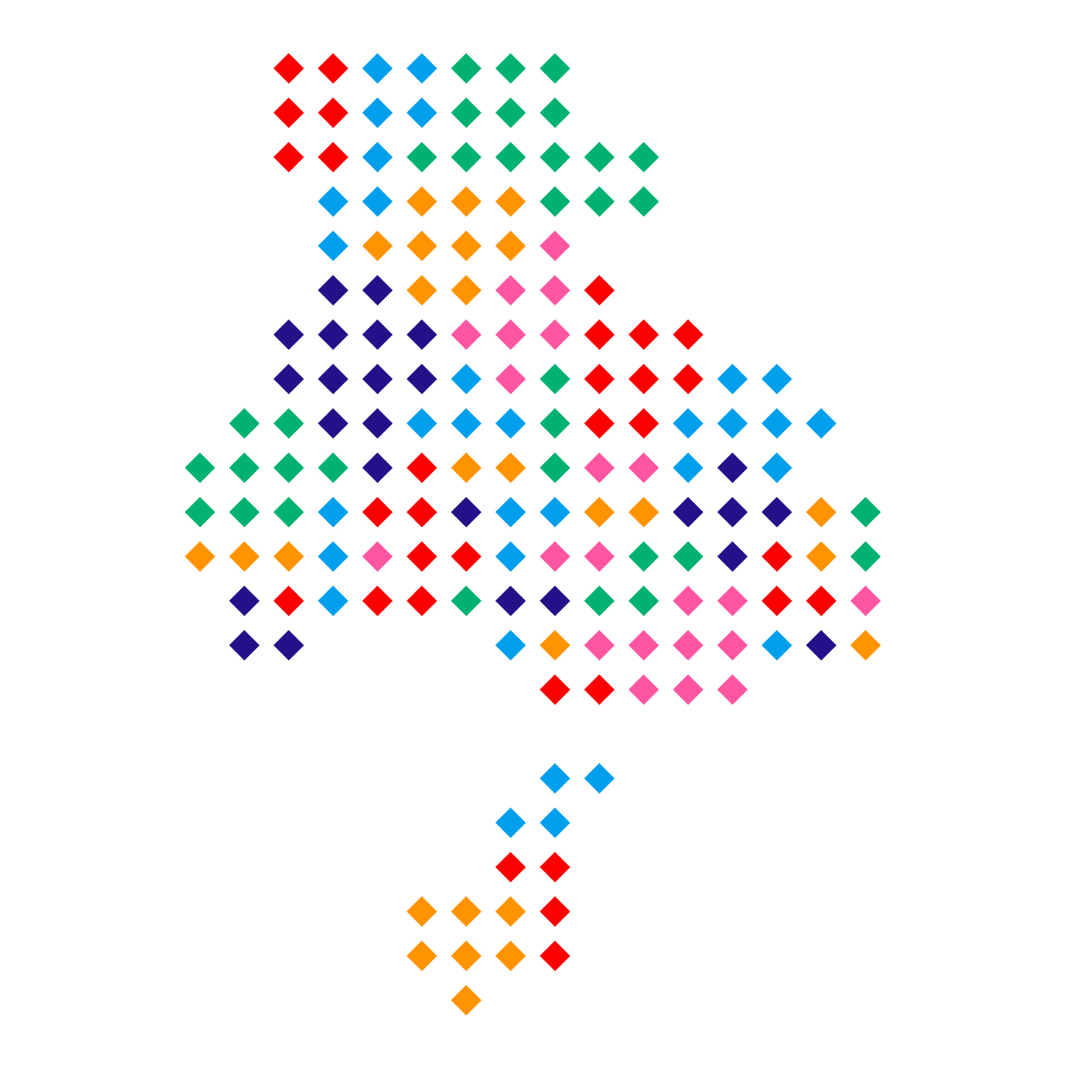 兵庫県の無料フリーイラスト|ドット・四角5(カラフル)