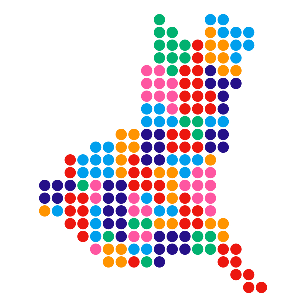 茨城県の無料フリーイラスト｜ドット・丸1(カラフル)