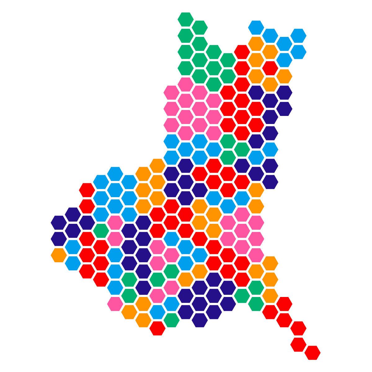 茨城県の無料フリーイラスト｜ドット・六角(カラフル)