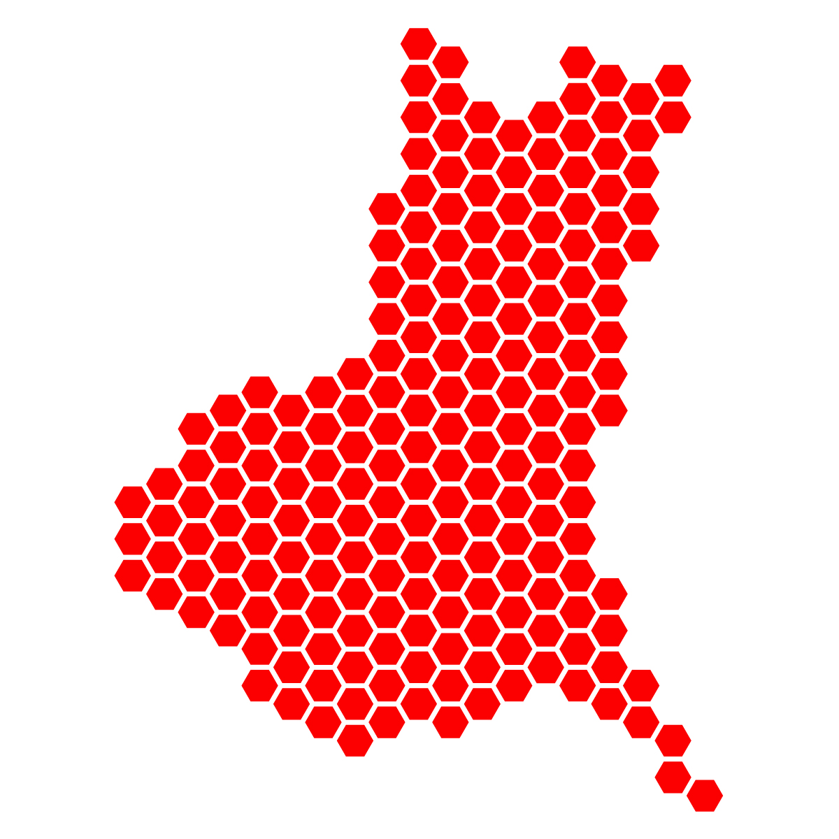 茨城県の無料フリーイラスト|ドット・六角(赤)