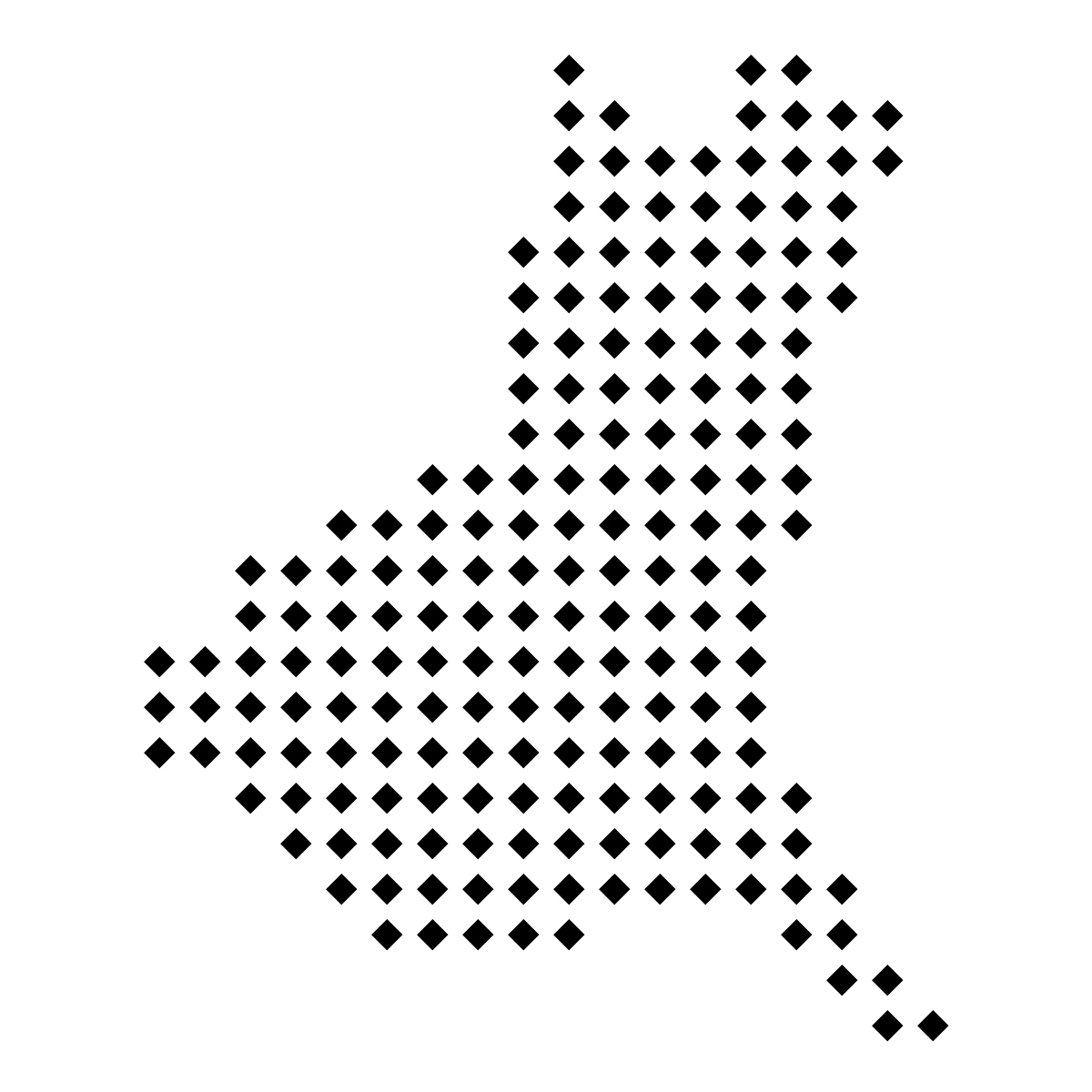 茨城県の無料フリーイラスト|ドット・四角5(黒)