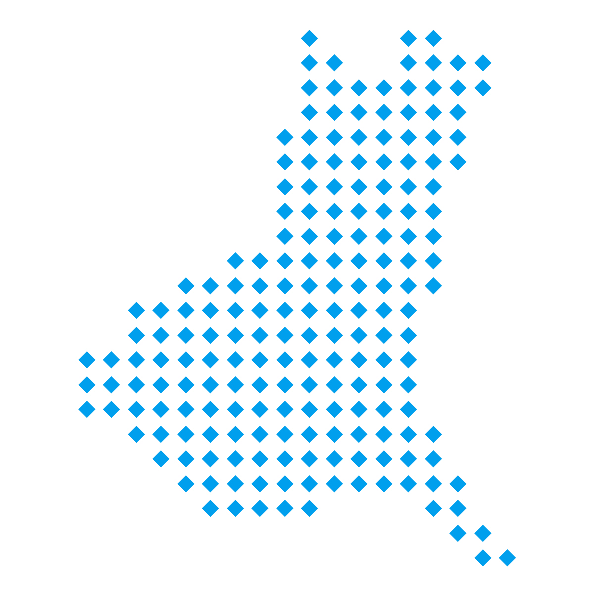 茨城県の無料フリーイラスト|ドット・四角5(青)