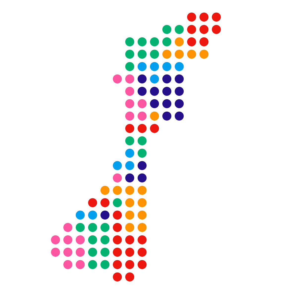 石川県の無料フリーイラスト｜ドット・丸2(カラフル)