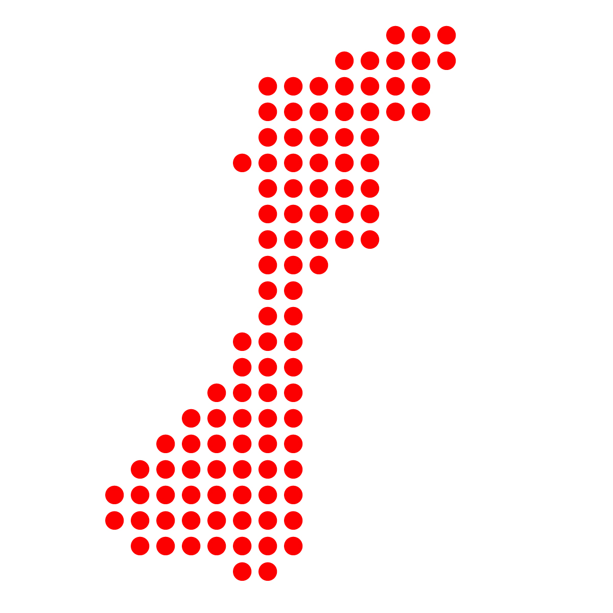 石川県の無料フリーイラスト|ドット・丸2(赤)