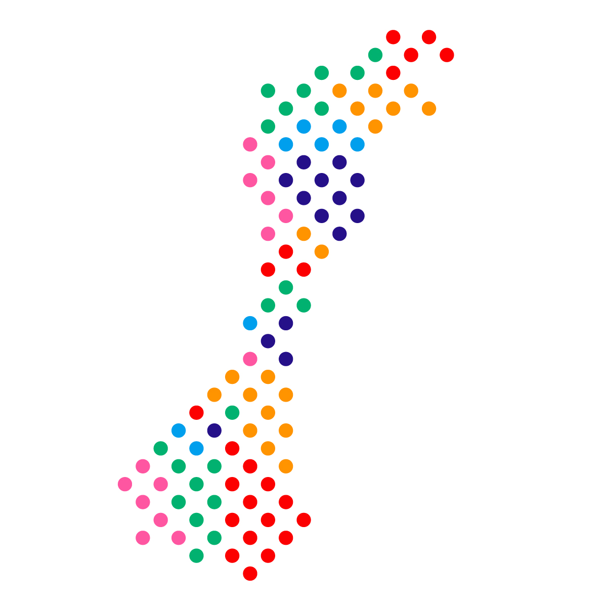 石川県の無料フリーイラスト｜ドット・丸4(カラフル)