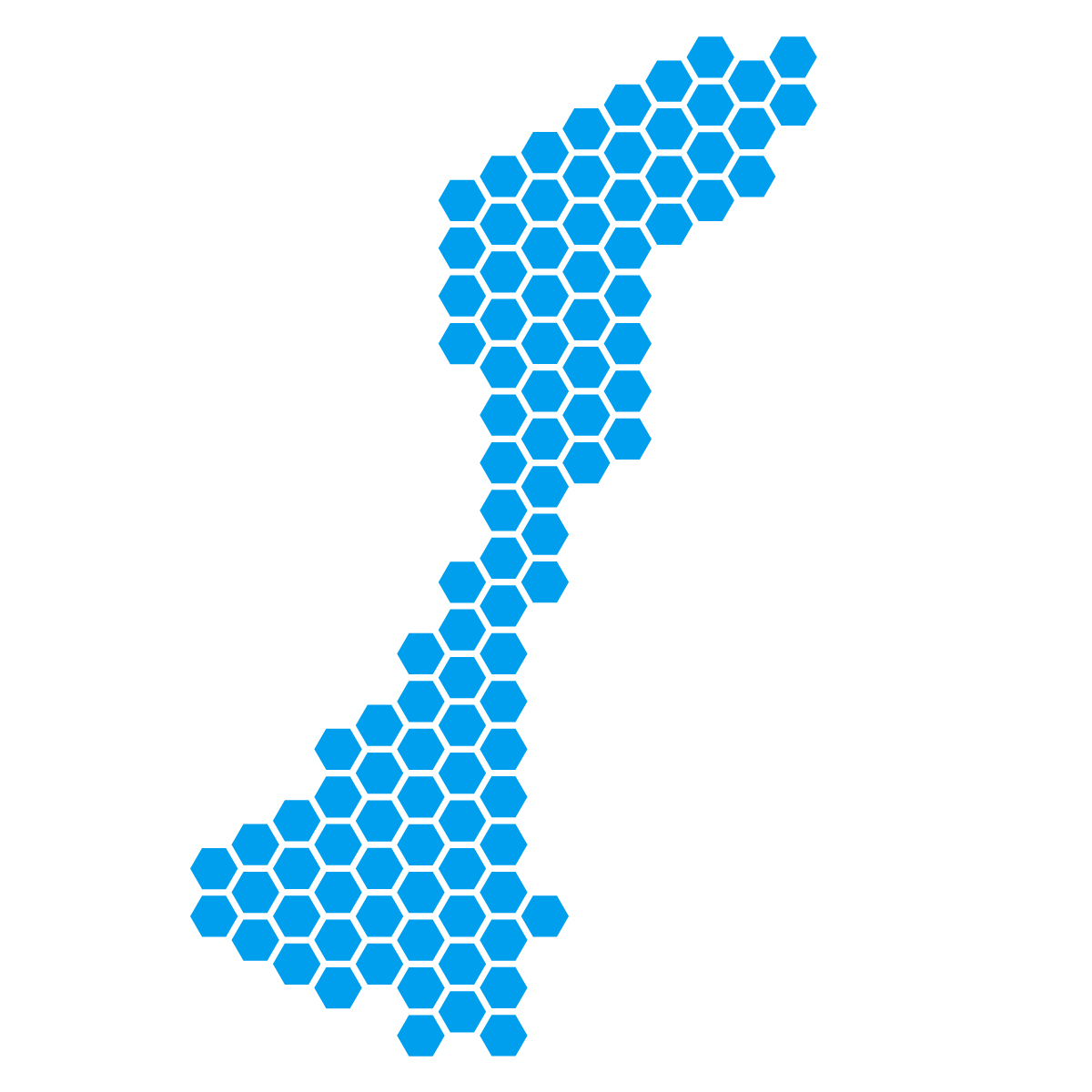 石川県の無料フリーイラスト｜ドット・六角(青)