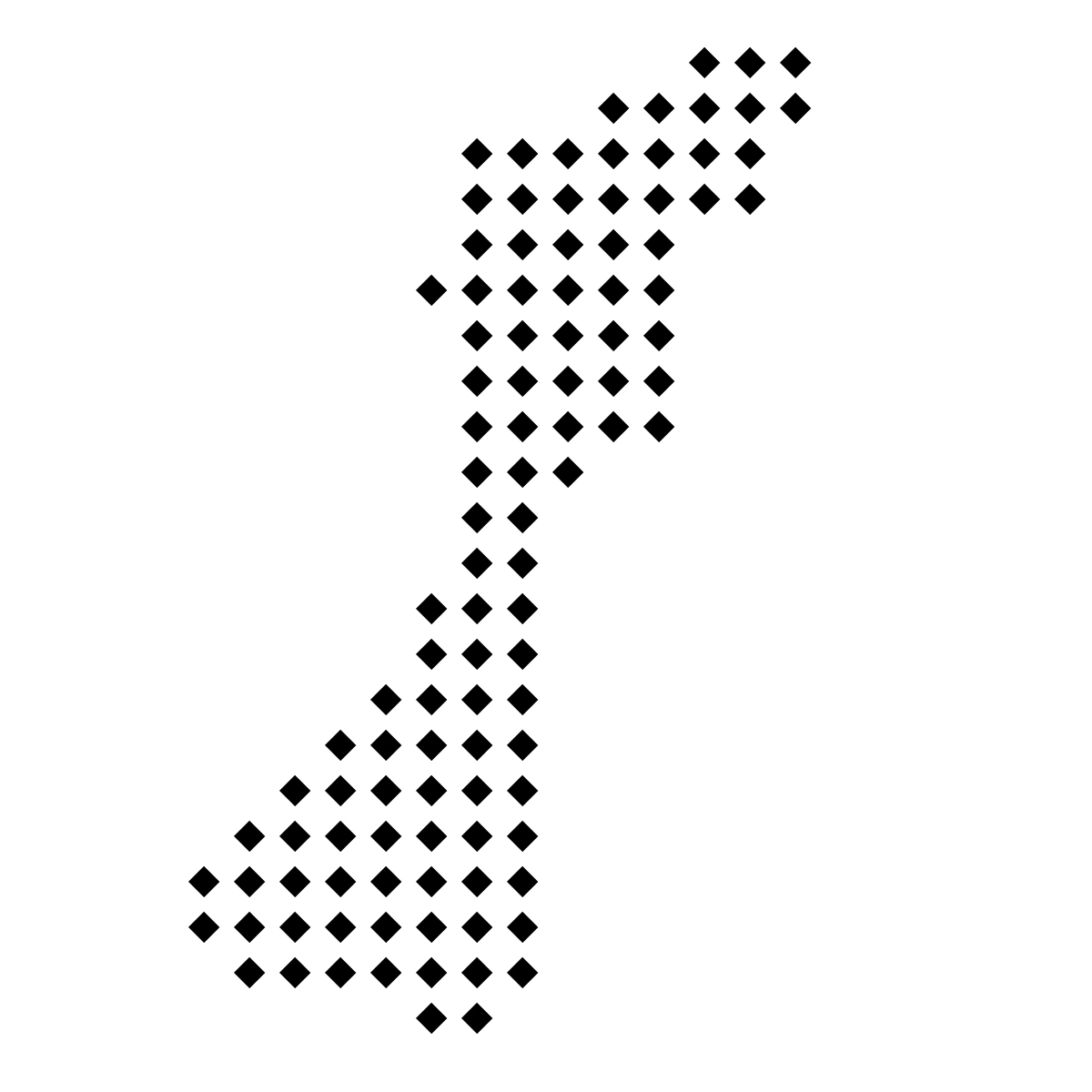 石川県の無料フリーイラスト|ドット・四角5(黒)