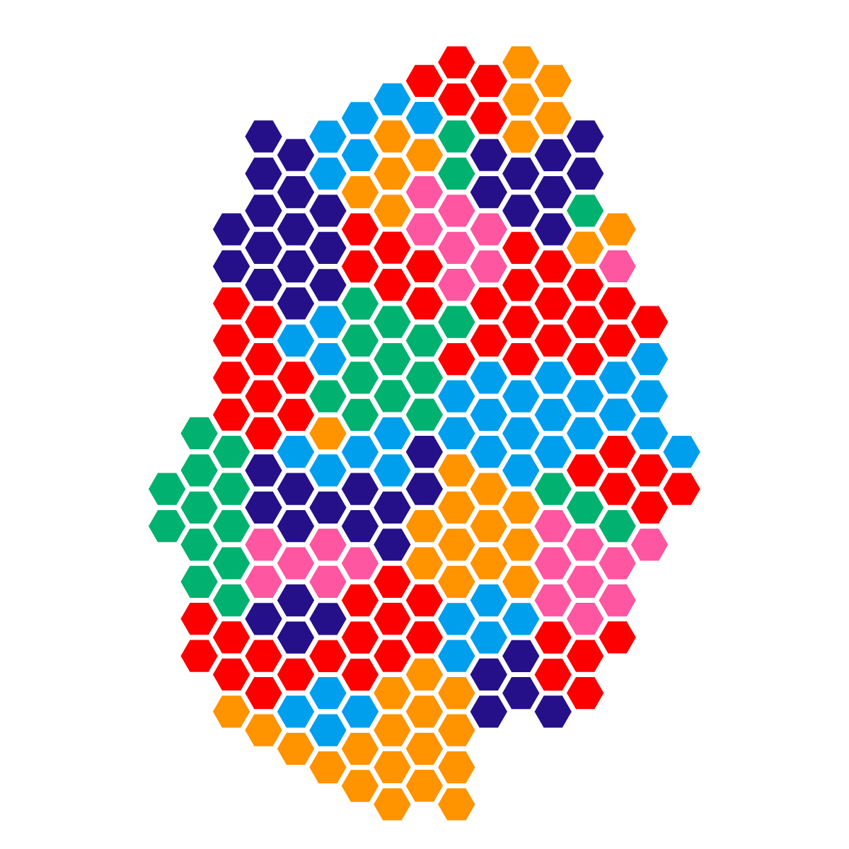 岩手県の無料フリーイラスト|ドット・六角(カラフル)