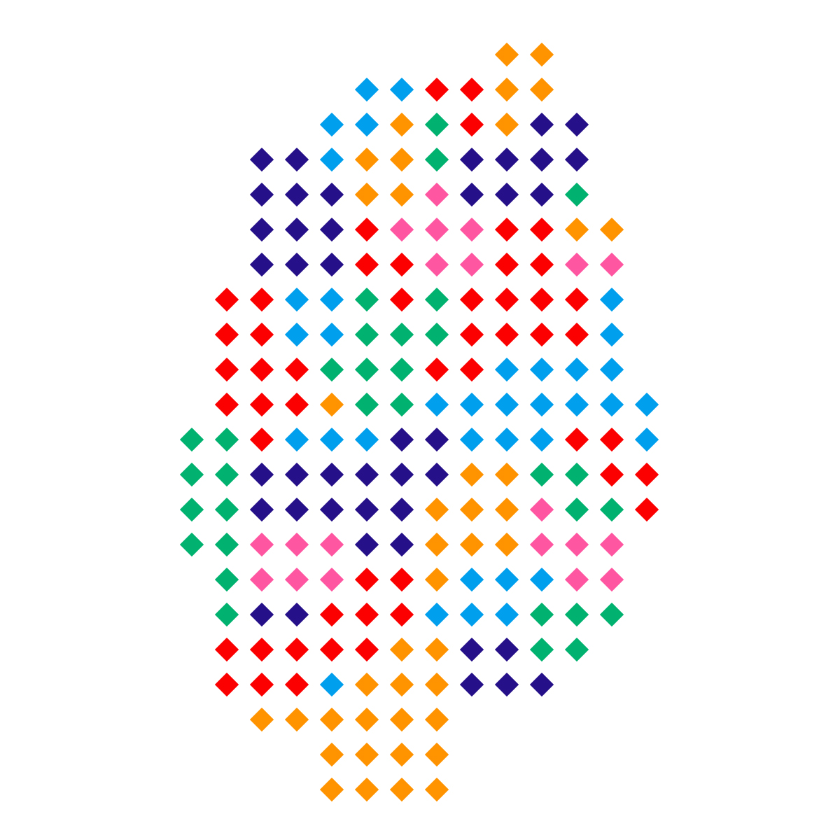 岩手県の無料フリーイラスト|ドット・四角5(カラフル)