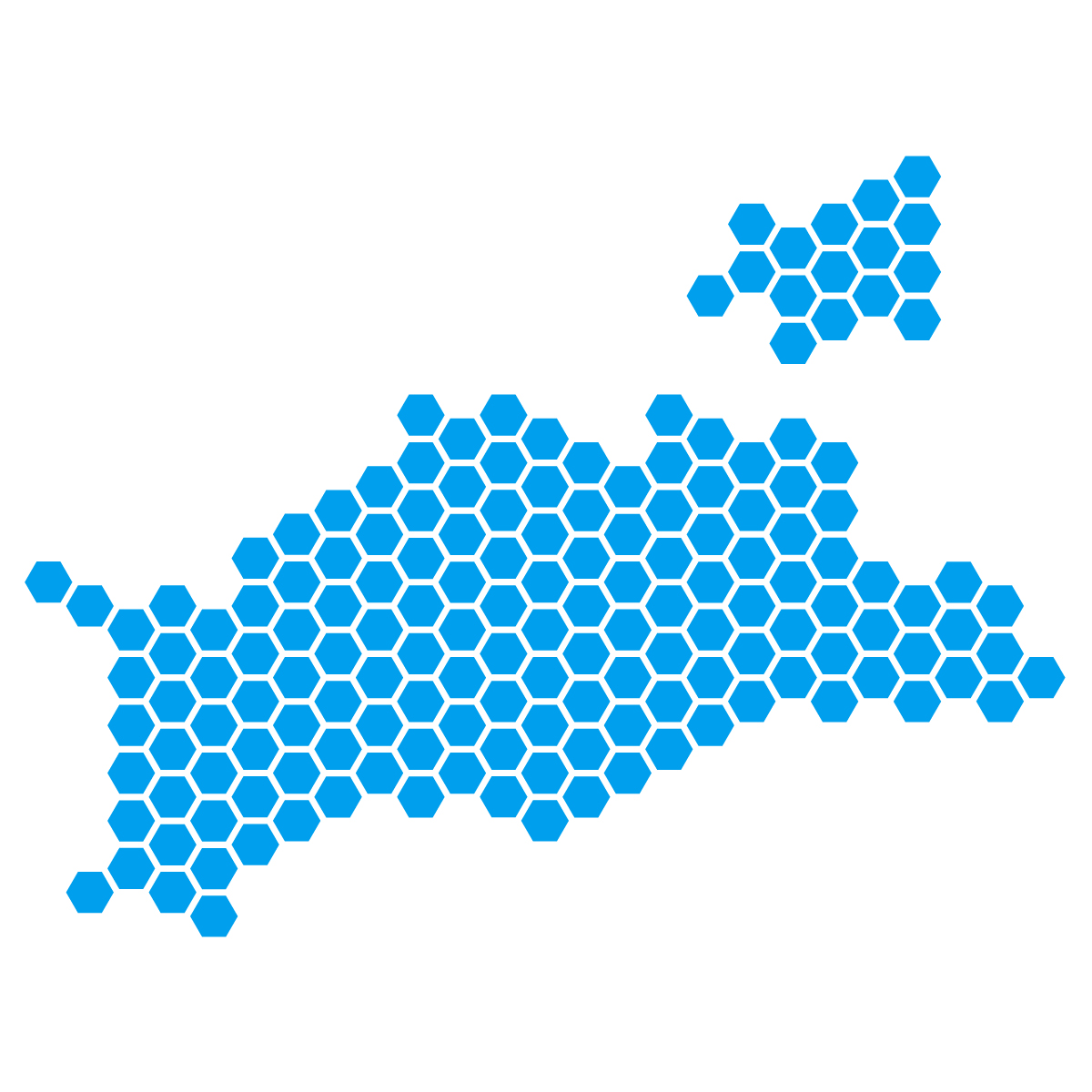 香川県の無料フリーイラスト｜ドット・六角(青)