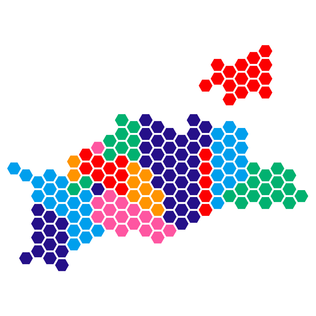 香川県の無料フリーイラスト｜ドット・六角(カラフル)