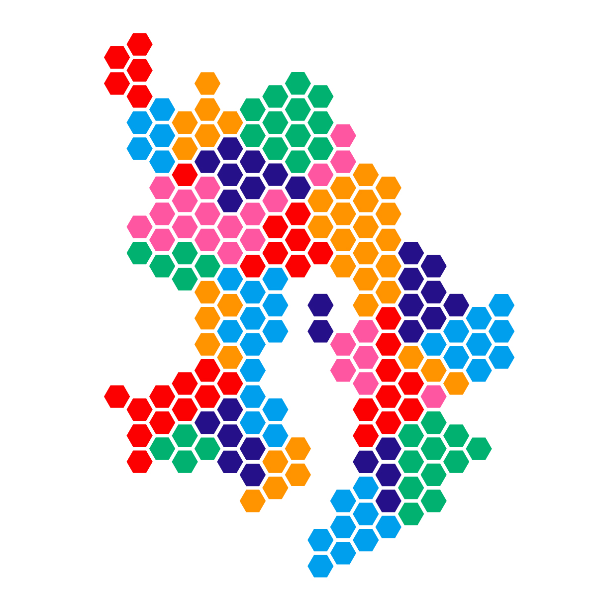 鹿児島県の無料フリーイラスト|ドット・六角(カラフル)