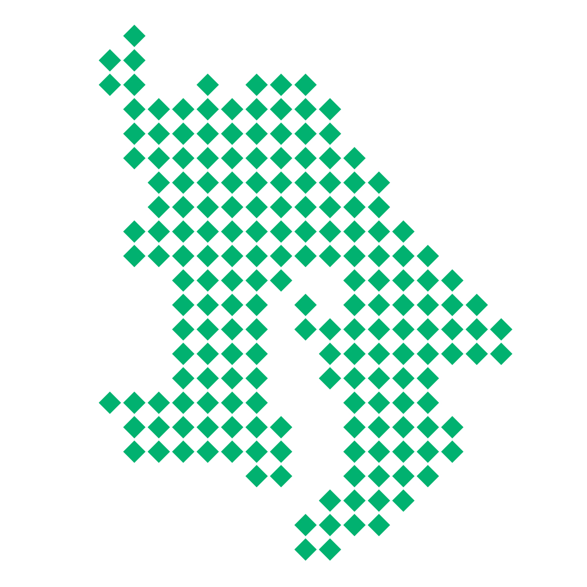 鹿児島県の無料フリーイラスト｜ドット・四角4(緑)