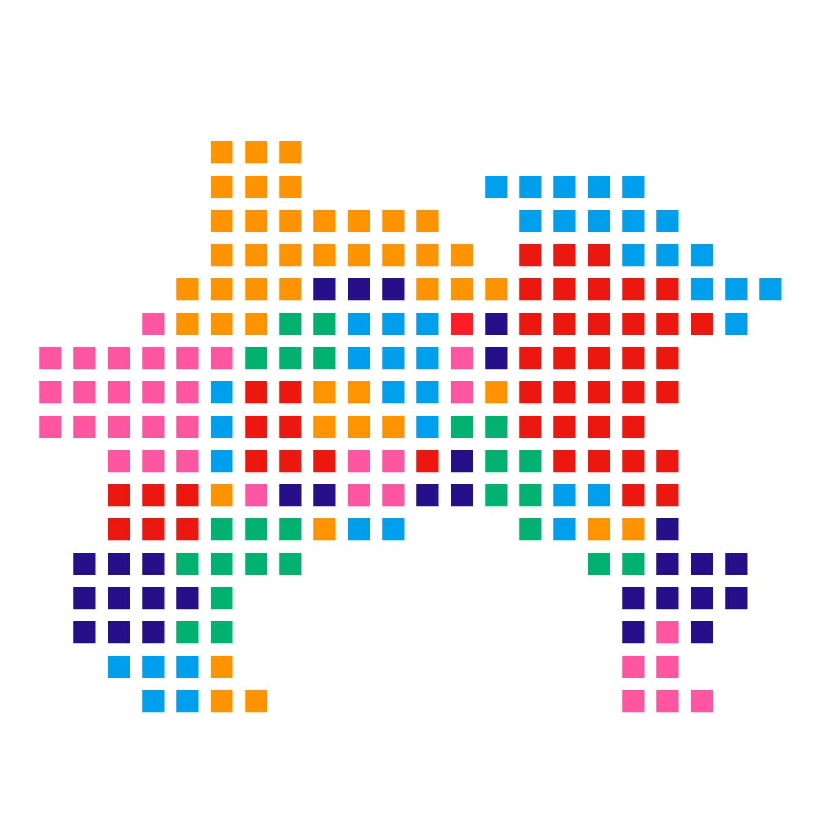 神奈川県の無料フリーイラスト｜ドット・四角2(カラフル)