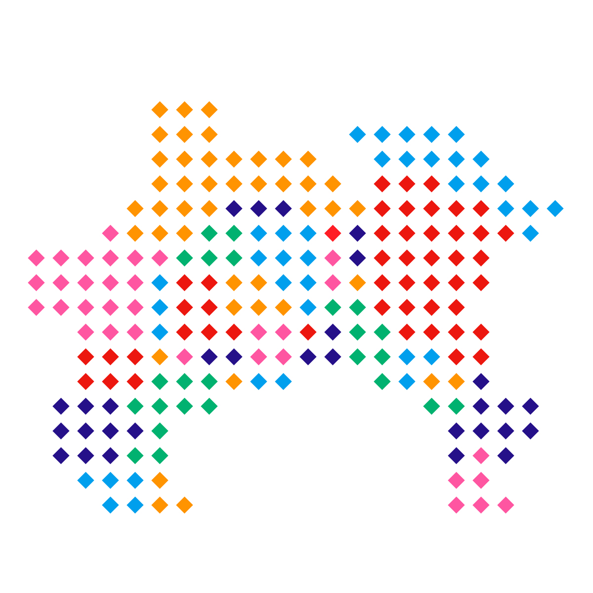 神奈川県の無料フリーイラスト|ドット・四角5(カラフル)