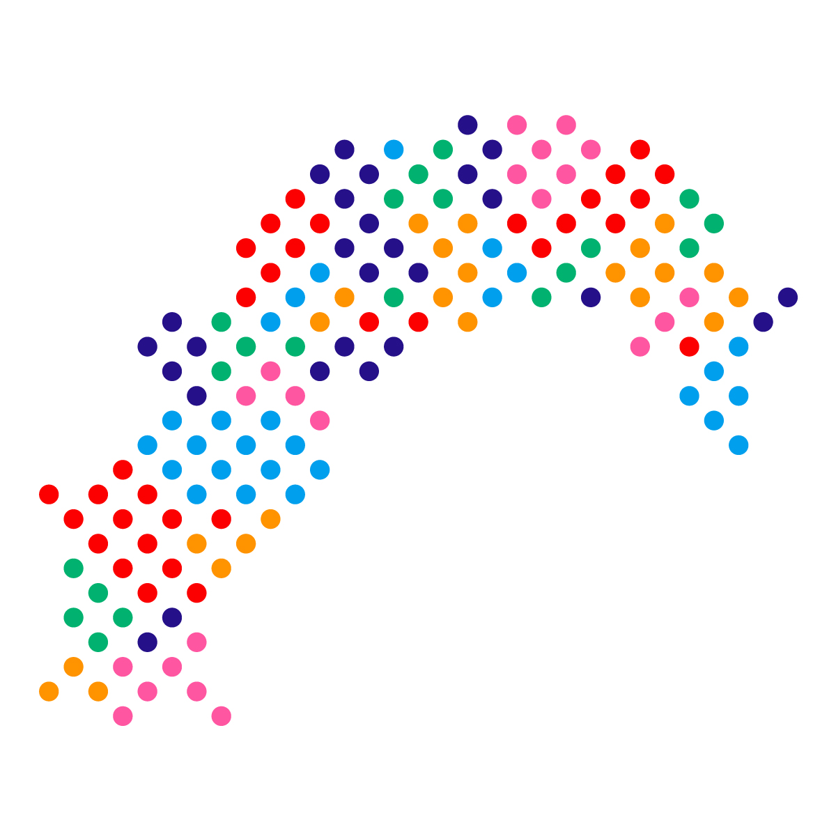 高知県の無料フリーイラスト|ドット・丸4(カラフル)