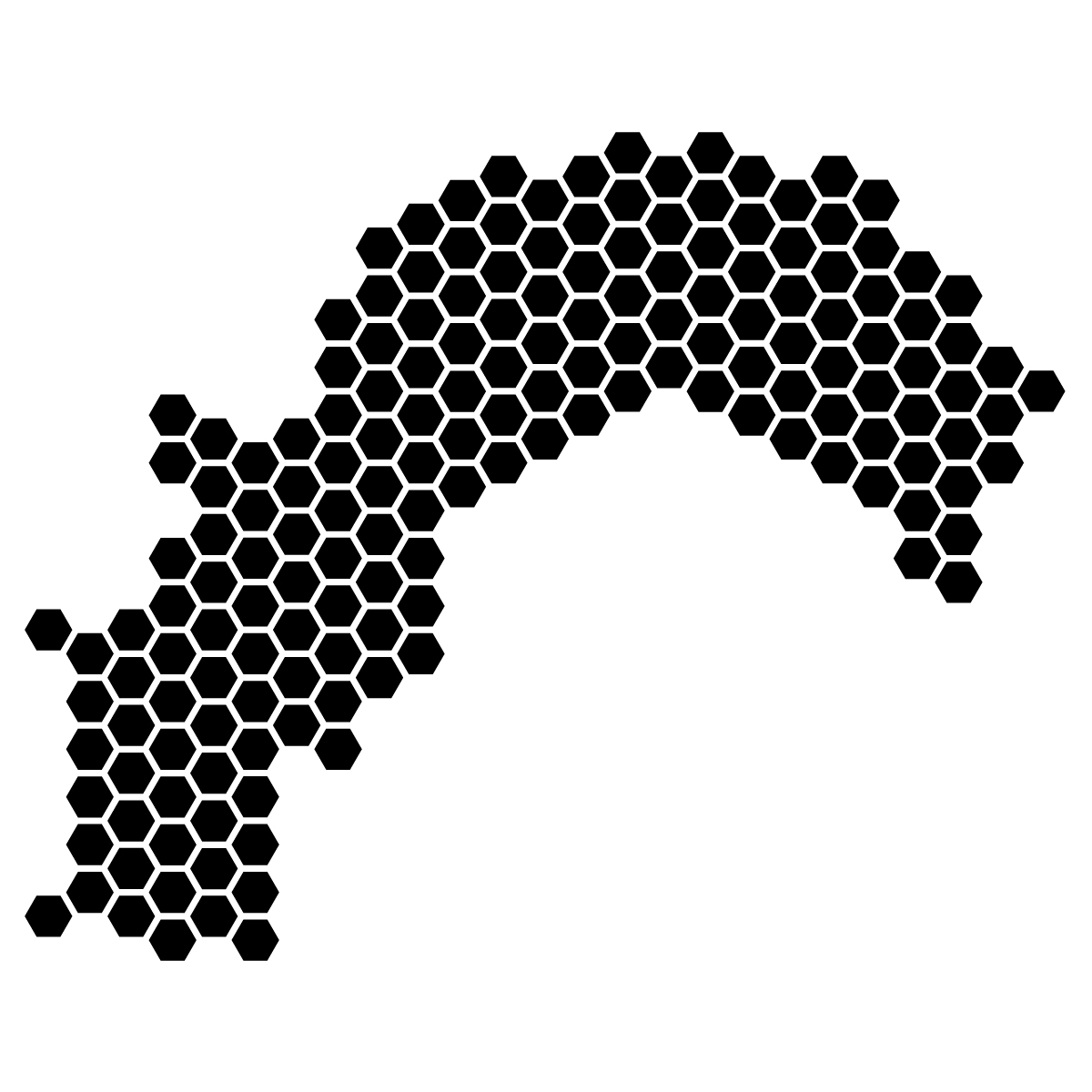 高知県の無料フリーイラスト|ドット・六角(黒)