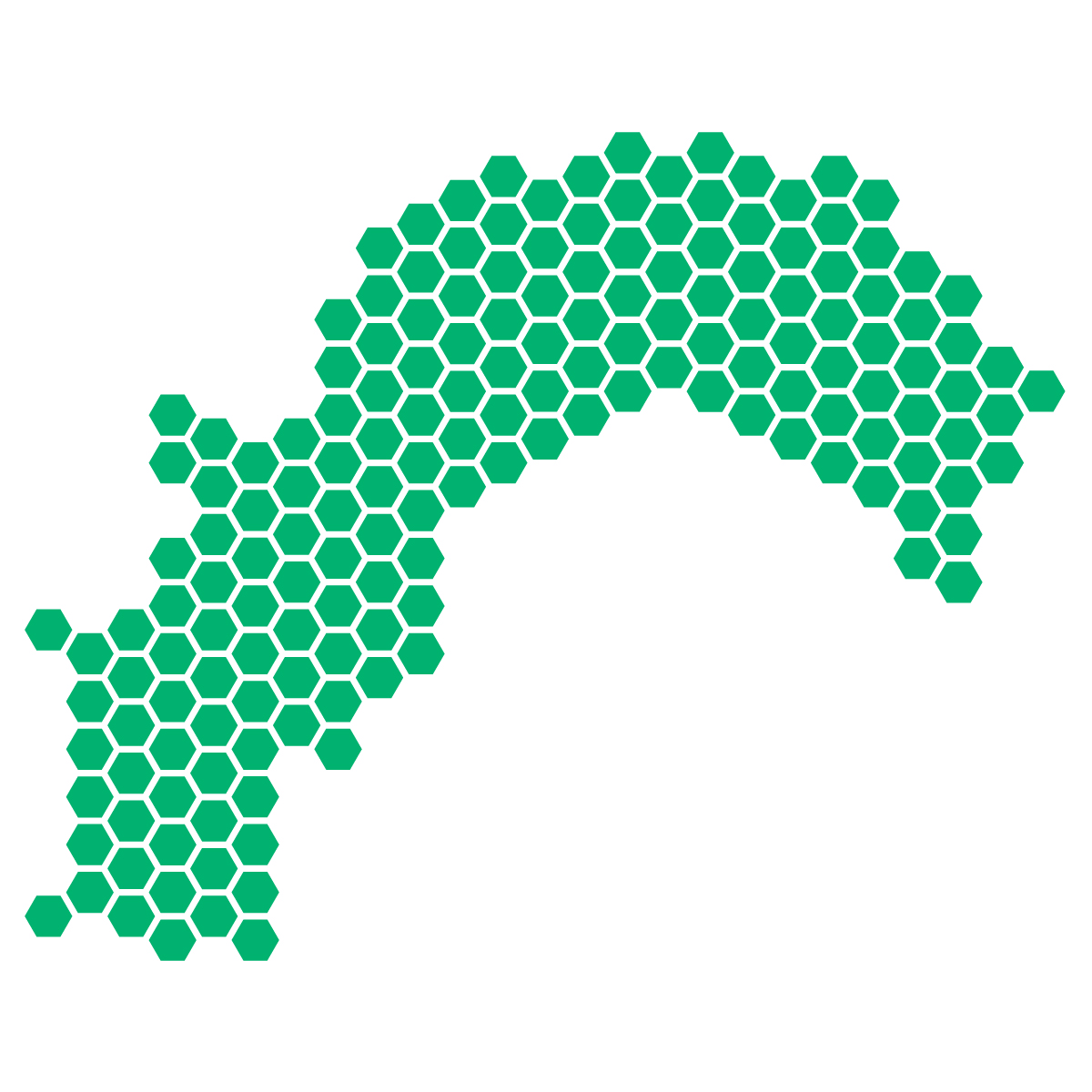 高知県の無料フリーイラスト|ドット・六角(緑)
