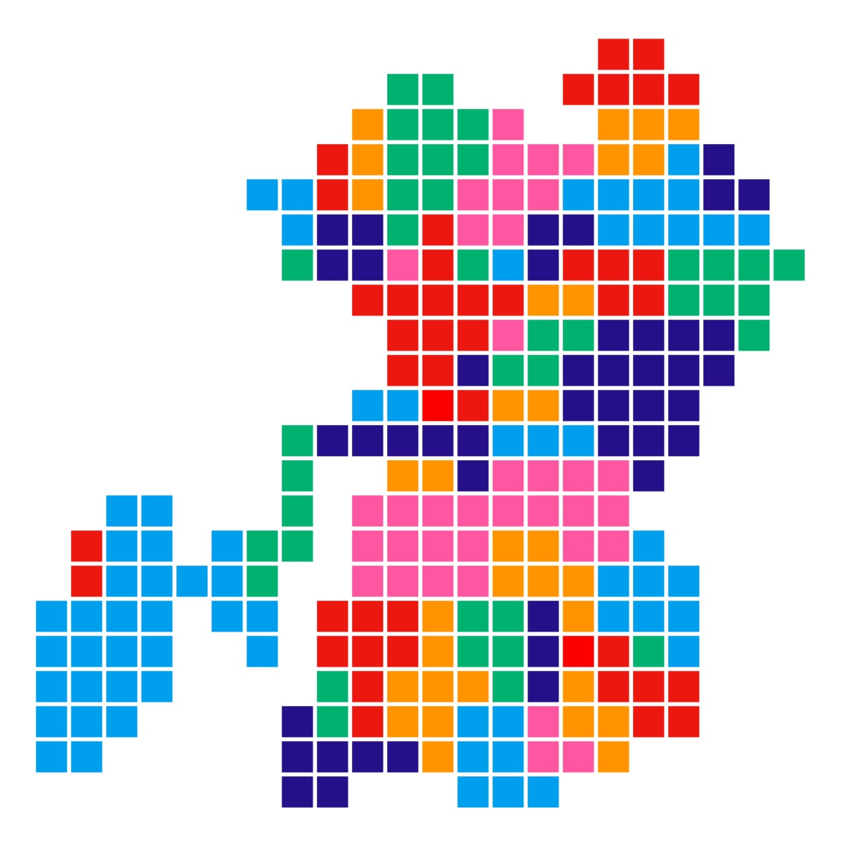 熊本県の無料フリーイラスト|ドット・四角1(カラフル)