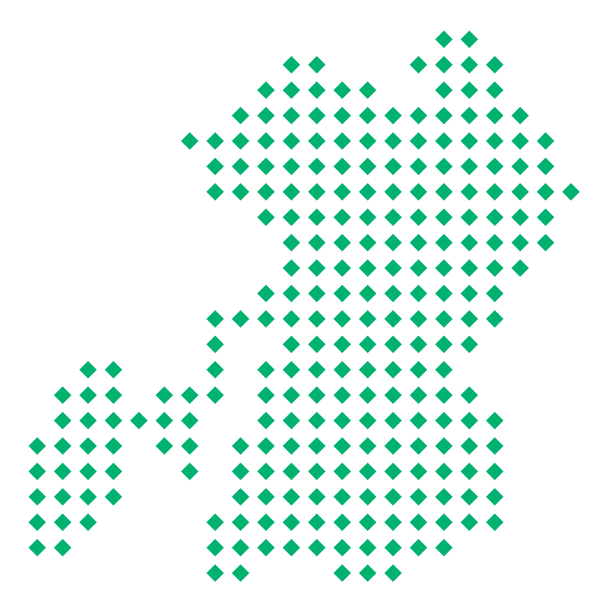 熊本県の無料フリーイラスト|ドット・四角5(緑)