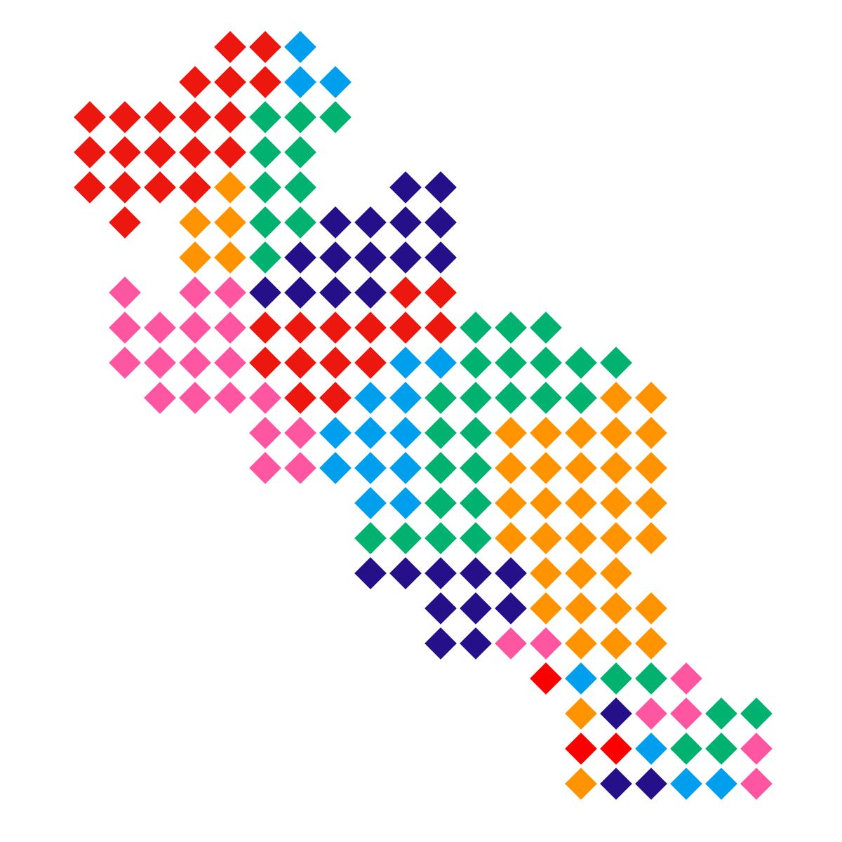 京都府の無料フリーイラスト｜ドット・四角4(カラフル)