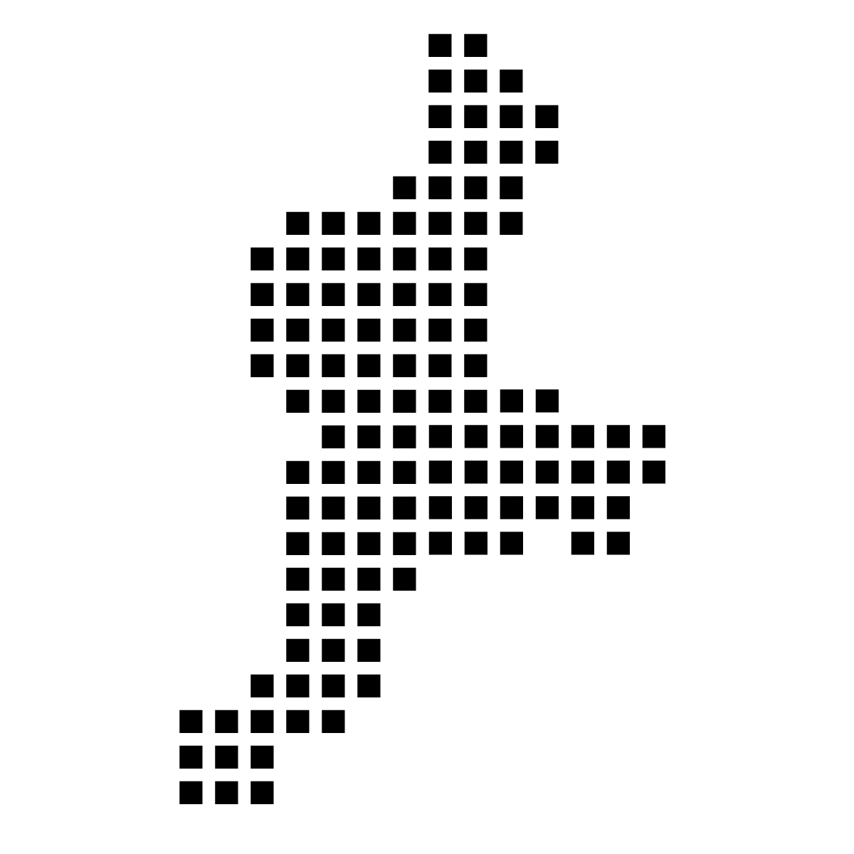 三重県の無料フリーイラスト|ドット・四角2(黒)