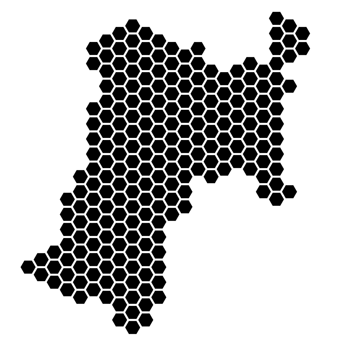 宮城県の無料フリーイラスト|ドット・六角(黒)