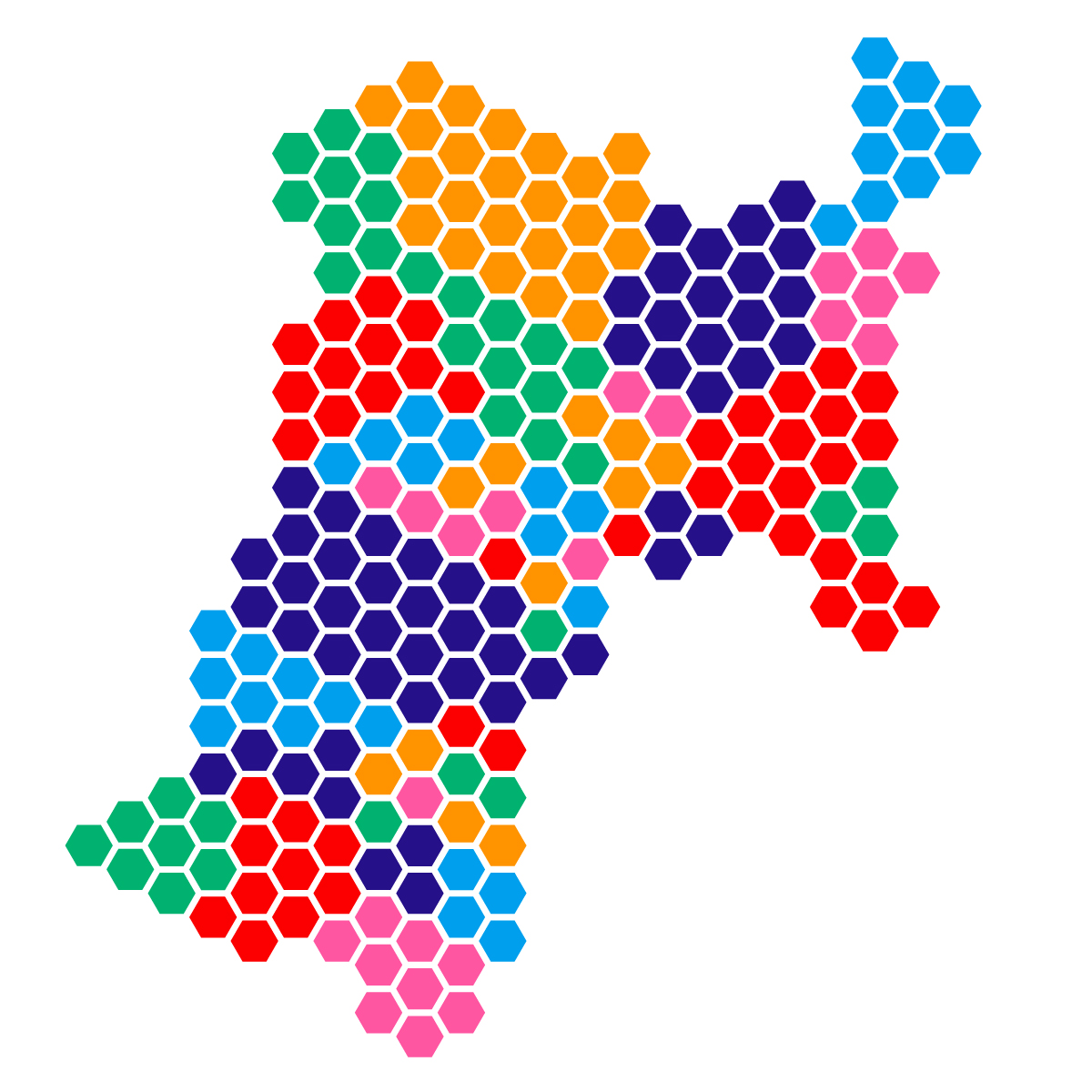 宮城県の無料フリーイラスト|ドット・六角(カラフル)